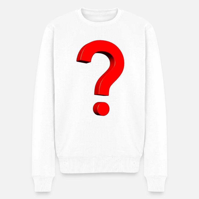 3D Fragezeichen rot - Männer Premium Bio Pullover - Weiß