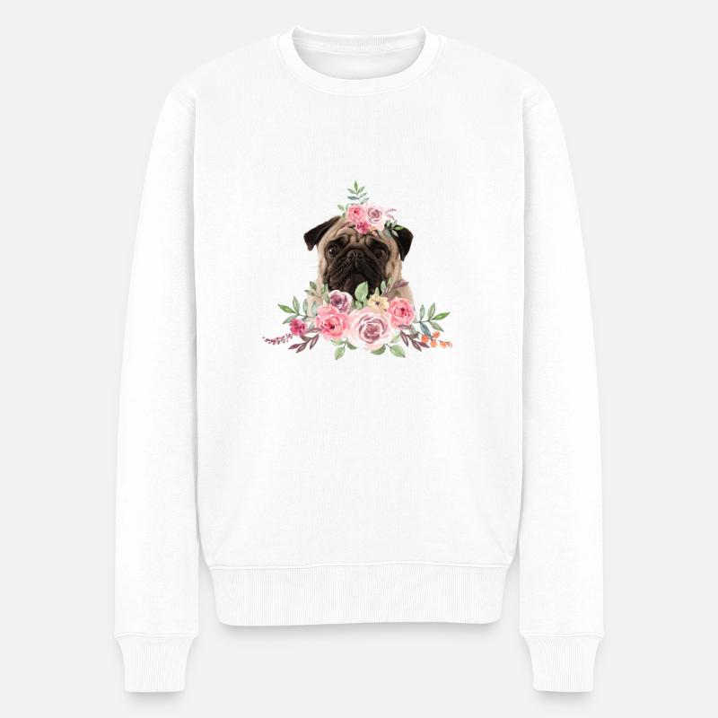 Mops - Männer Premium Bio Pullover - Weiß