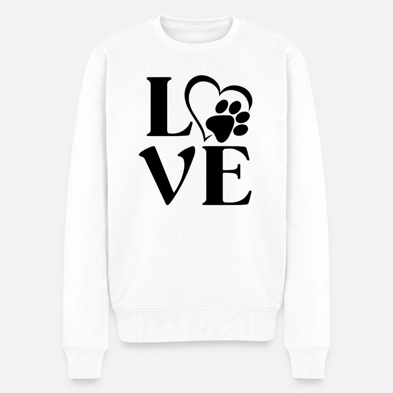 Liebespfote - Männer Premium Bio Pullover - Weiß