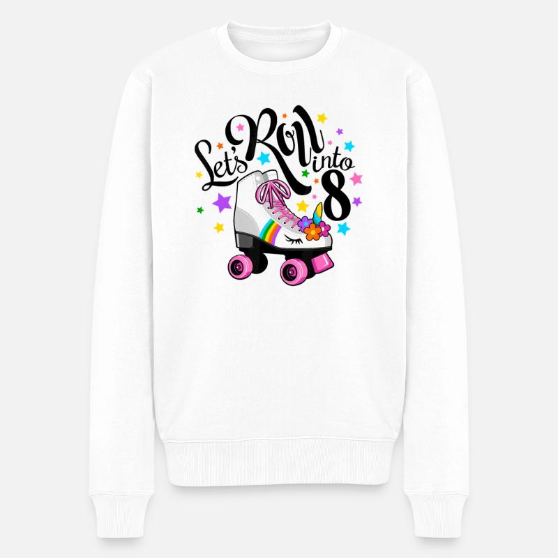 Lets roll into 8 Birthday Unicorn Roller skate - Pull Premium bio Homme - blanc