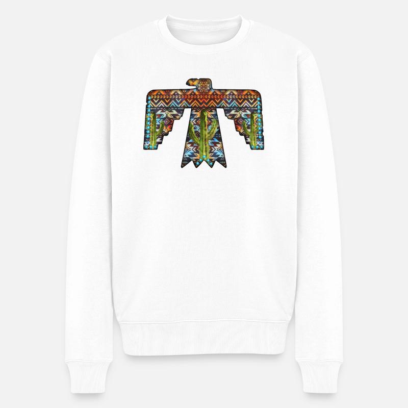 Oiseau libre aztèque - Pull Premium bio Homme - blanc