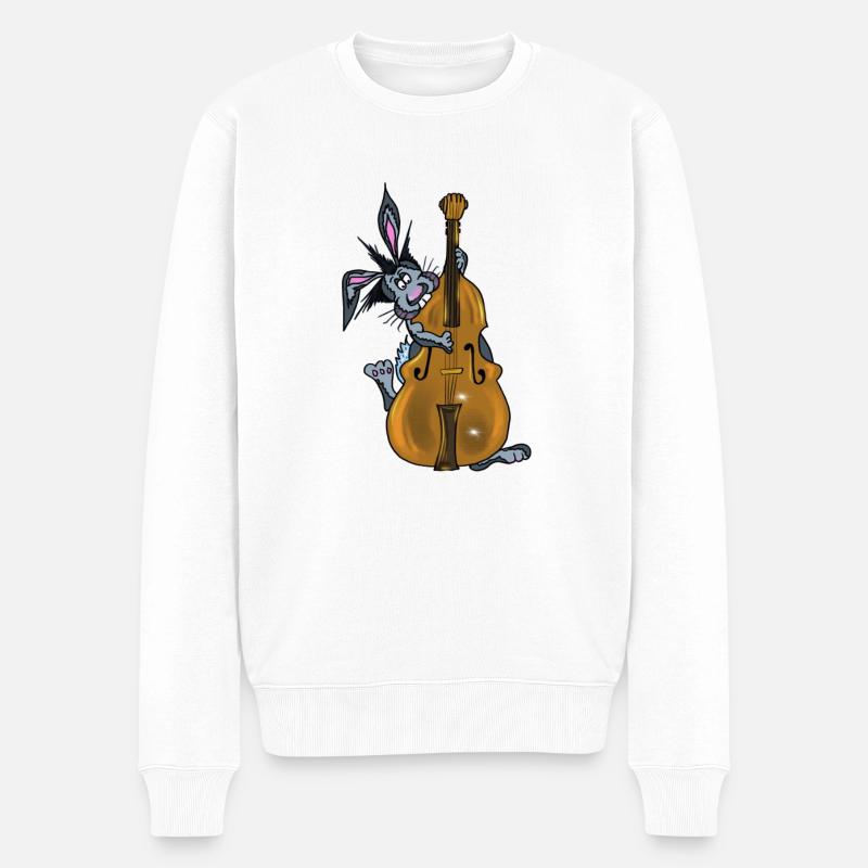 Hase Kontrabass - Männer Premium Bio Pullover - Weiß