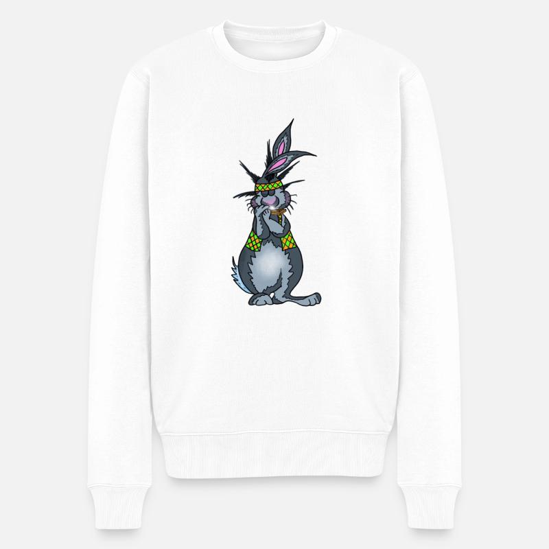 Hase Mundharmonika - Männer Premium Bio Pullover - Weiß