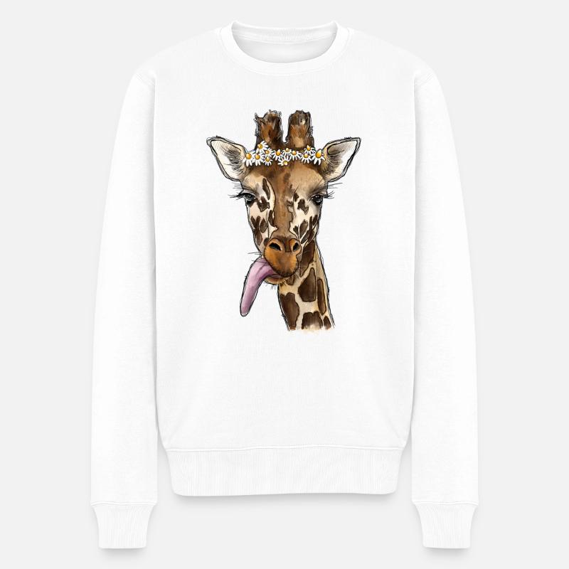 Girafe aquarelle - Pull Premium bio Homme - blanc