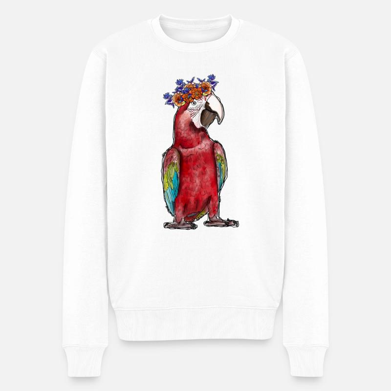 Perroquet aquarelle - Pull Premium bio Homme - blanc