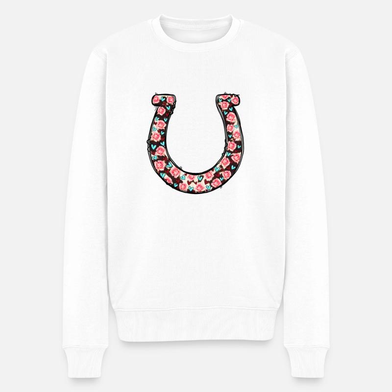 Hufeisen - Männer Premium Bio Pullover - Weiß