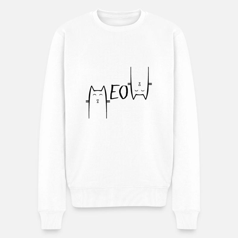 Chat Meow - Pull Premium bio Homme - blanc