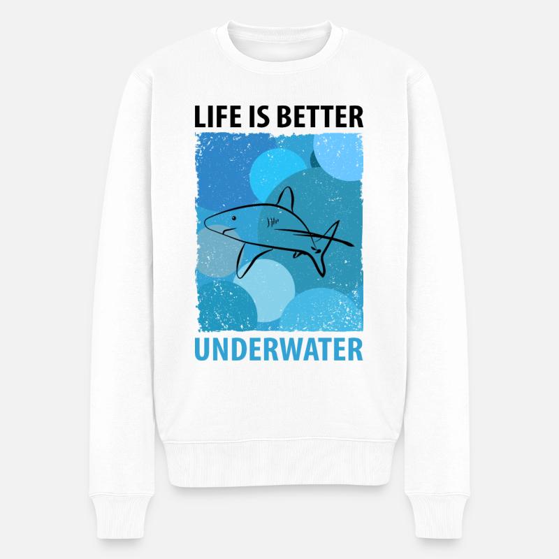 Requin Requin Mégalodon Baleine Requin Marteau Requins - Pull Premium bio Homme - blanc