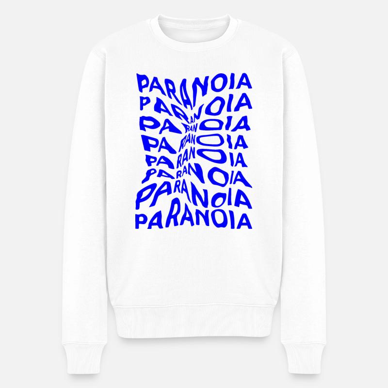 paranoia, optical illusion of liquid typography - Männer Premium Bio Pullover - Weiß