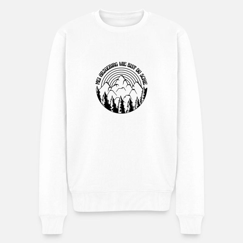 Mei Arzgebirg wie bist du schie - Erzgebirge Berge - Männer Premium Bio Pullover - Weiß