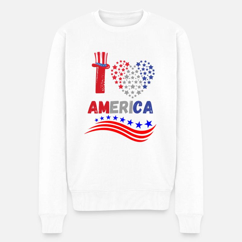4 juillet États-Unis - Pull Premium bio Homme - blanc
