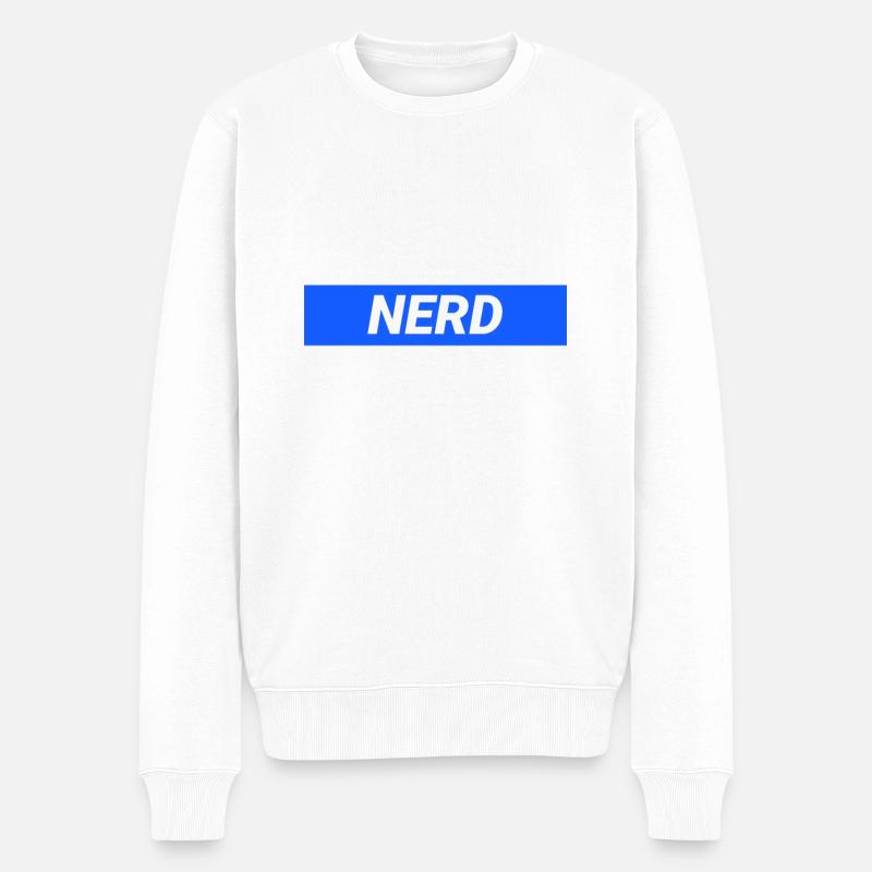 Nerd Geek Funny Blue Design - Pull Premium bio Homme - blanc