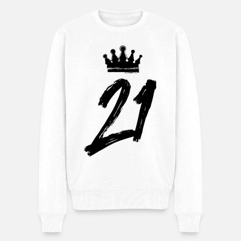 21 Couronne numérique - Pull Premium bio Homme - blanc