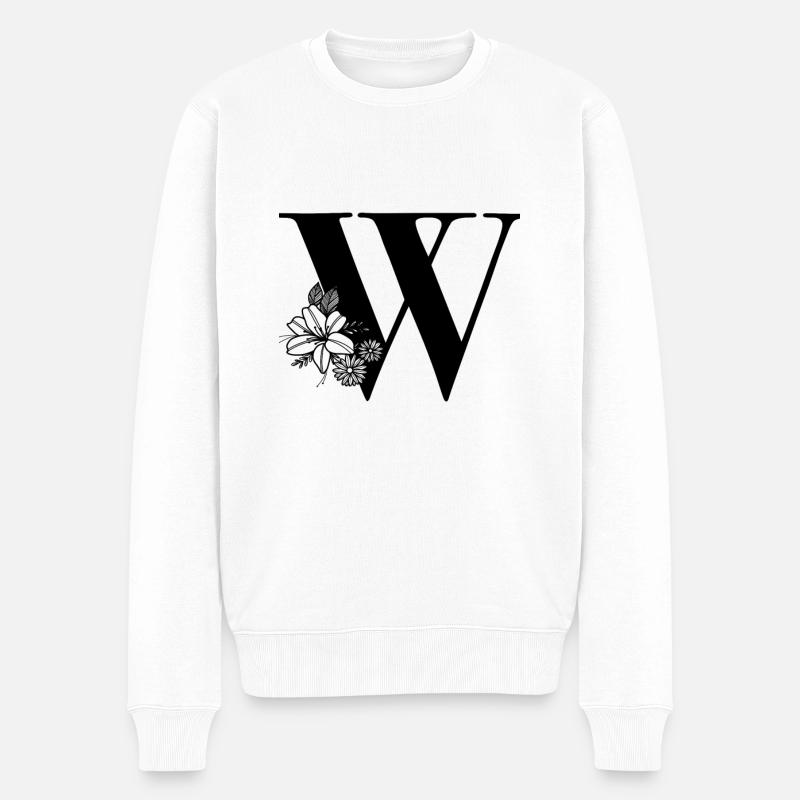 Buchstabe W - Männer Premium Bio Pullover - Weiß