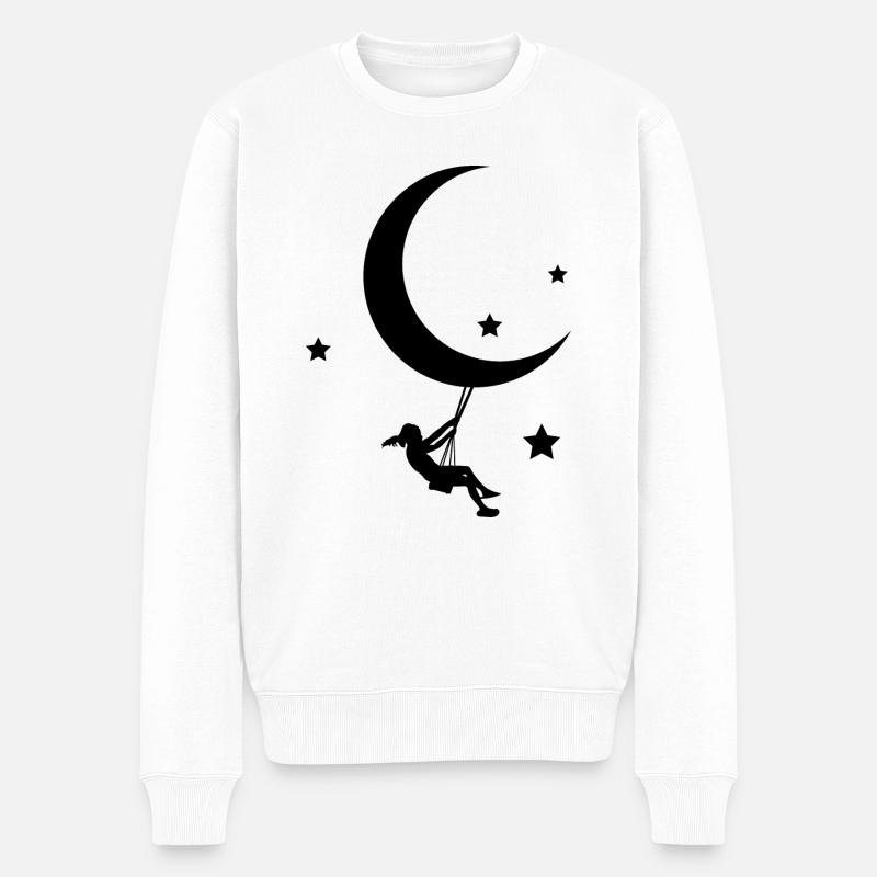 Mond Sterne Astronomie - Männer Premium Bio Pullover - Weiß