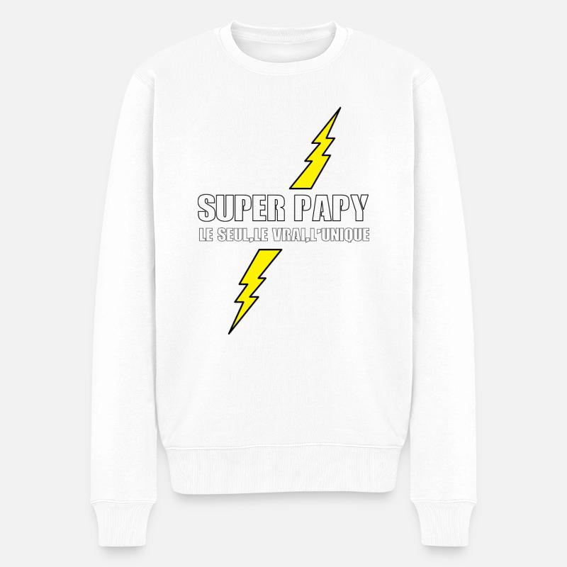 Super papy - Pull Premium bio Homme - blanc