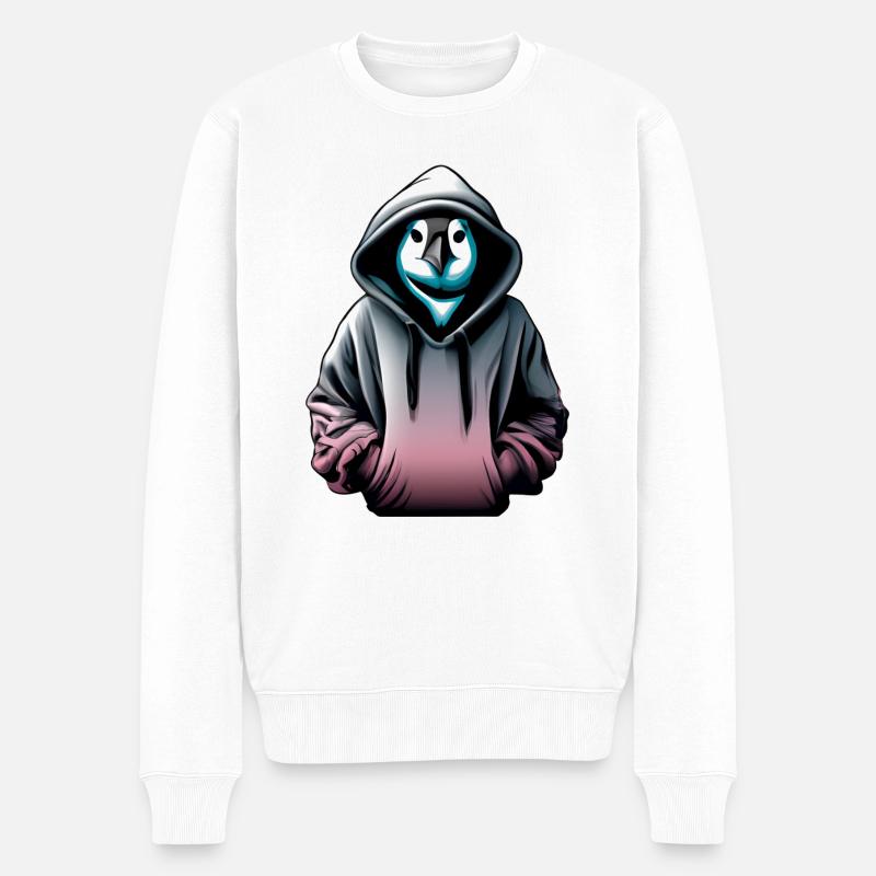 Pingouin hacker avec pull - Pull Premium bio Homme - blanc
