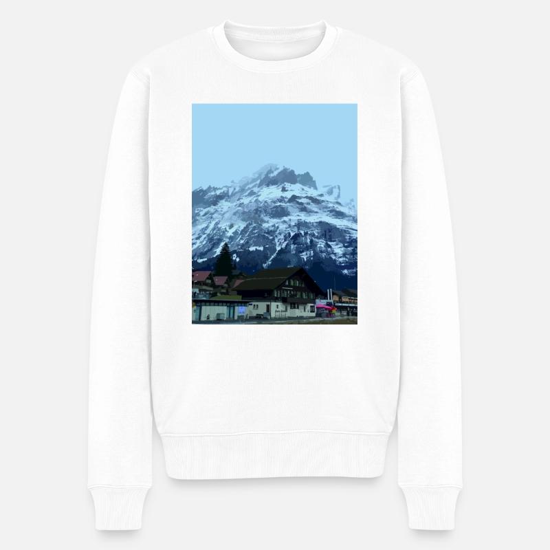Swiss Mountains - Grindelwald Valley - Männer Premium Bio Pullover - Weiß