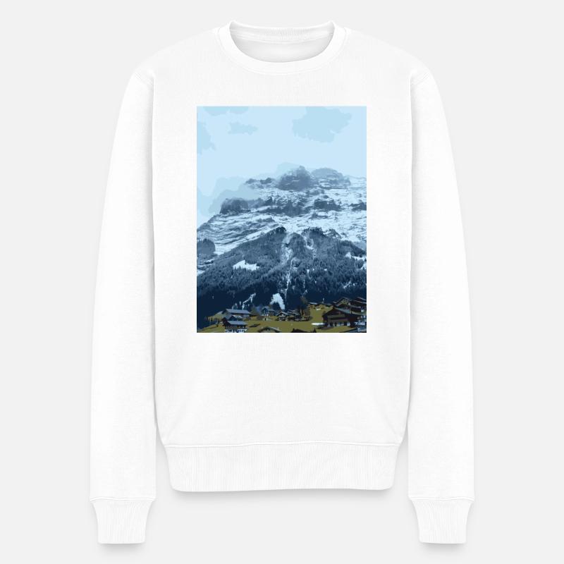 Swiss Mountains - Eiger Nordwand - Männer Premium Bio Pullover - Weiß