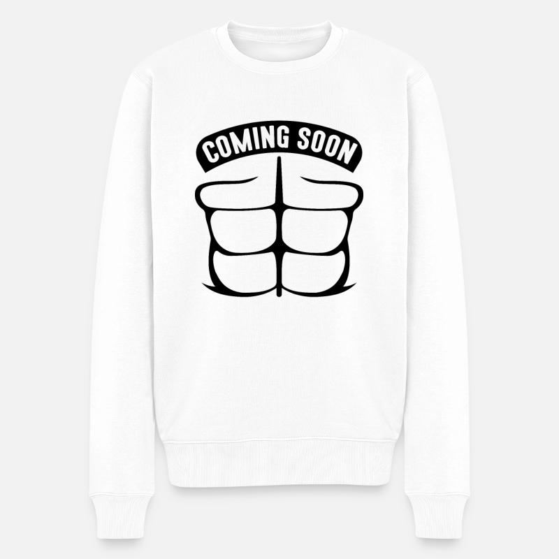 Sixpack coming soon schwarz - Männer Premium Bio Pullover - Weiß