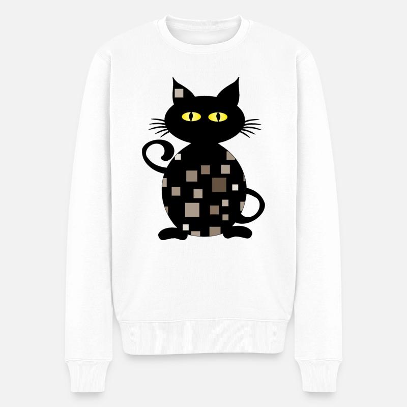 Katze - Männer Premium Bio Pullover - Weiß
