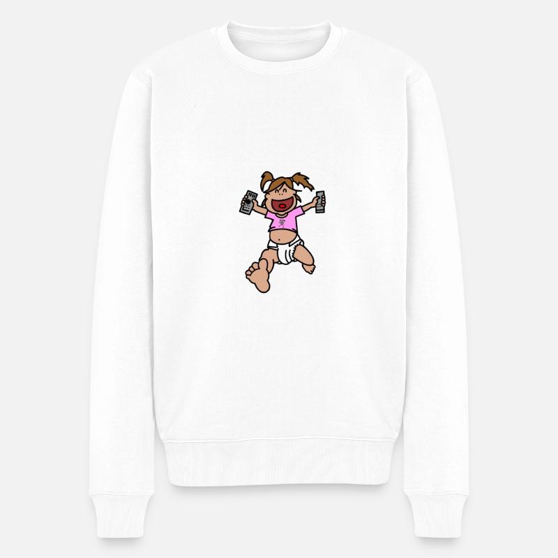 Schreckensbaby mit Chaplin-Frosch - Männer Premium Bio Pullover - Weiß