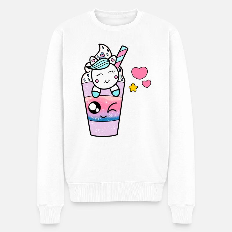 EINHORN IN EINEM EIS - Männer Premium Bio Pullover - Weiß
