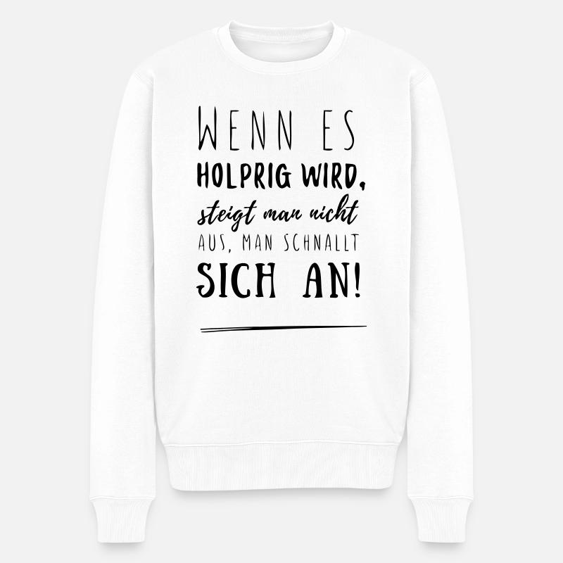 holprig - Männer Premium Bio Pullover - Weiß
