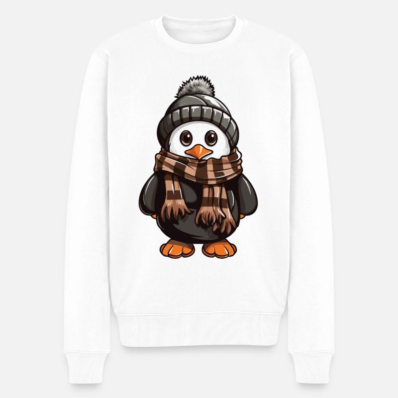 Pingouin mignon hiver bande dessinée - Pull Premium bio Homme - blanc