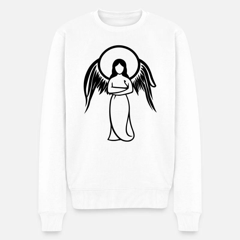 Engel - Männer Premium Bio Pullover - Weiß