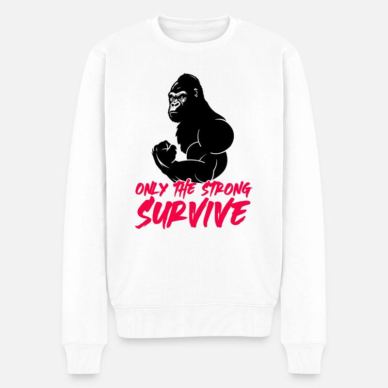 gorilla strong 1 - Männer Premium Bio Pullover - Weiß