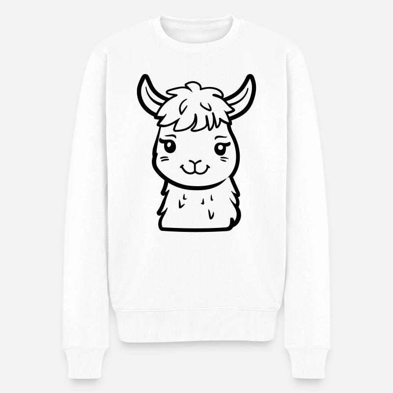 Alpaka-Lama - Männer Premium Bio Pullover - Weiß