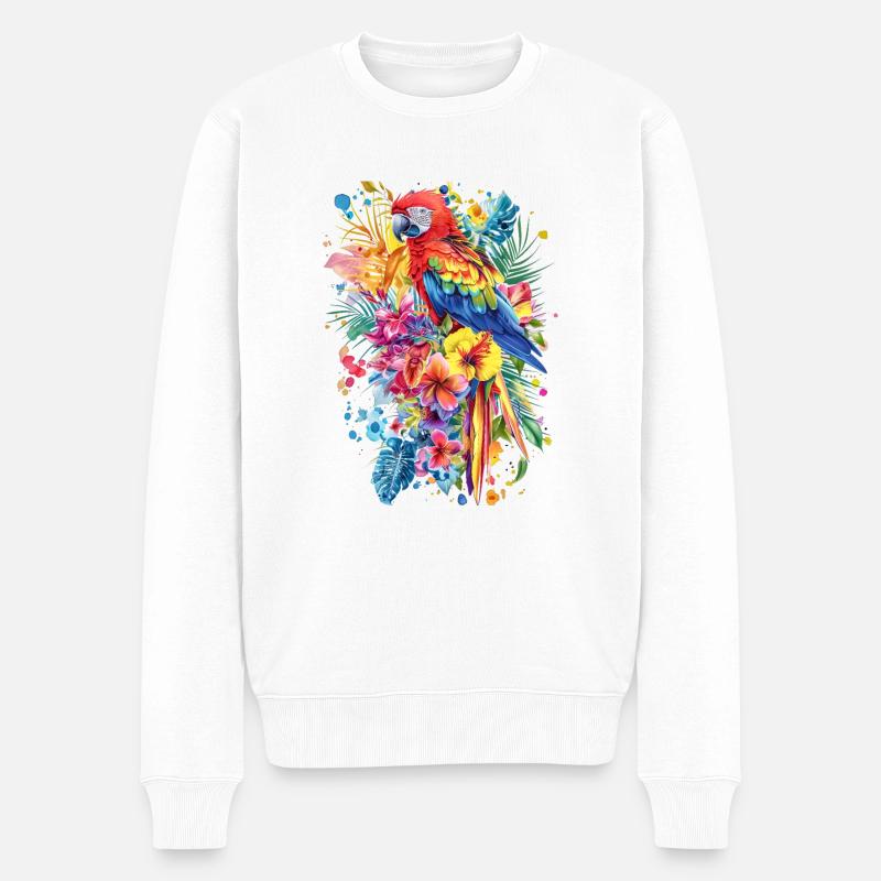 Hawaii Design - Männer Premium Bio Pullover - Weiß