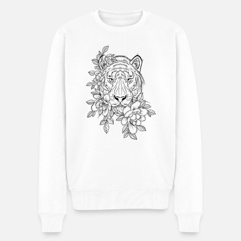 Löwe - Männer Premium Bio Pullover - Weiß