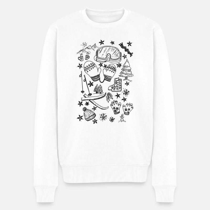 Winter, Ski und Hüttenzauber - Männer Premium Bio Pullover - Weiß