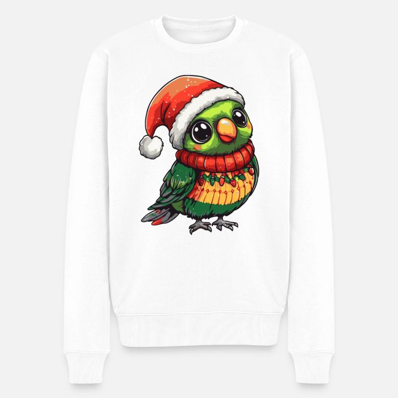 Papagai Weihnachten - Männer Premium Bio Pullover - Weiß