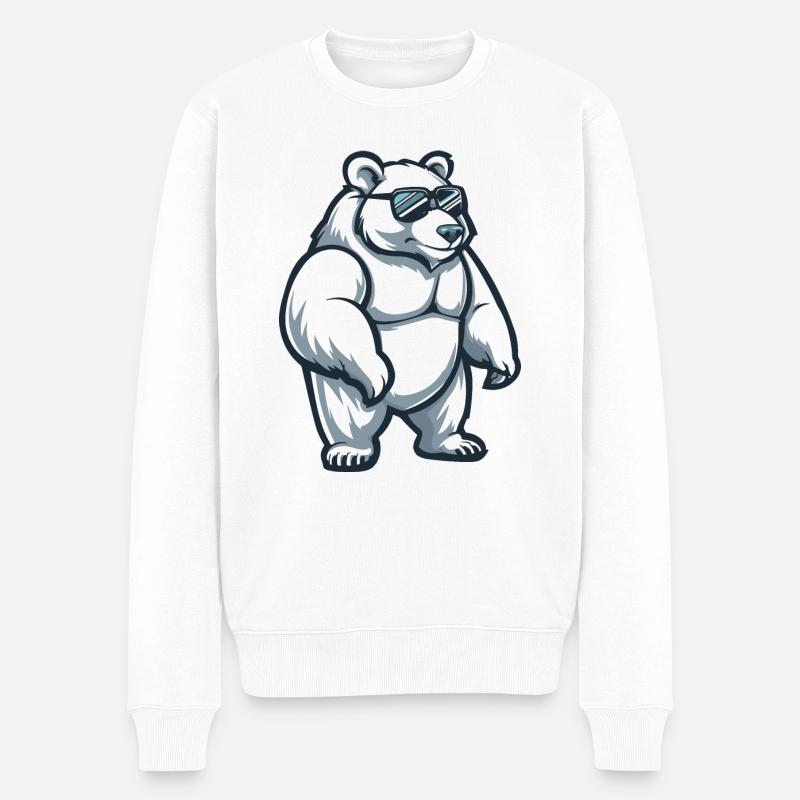 Polar Bear Comic Cool - Men's Premium Organic Jumper - white