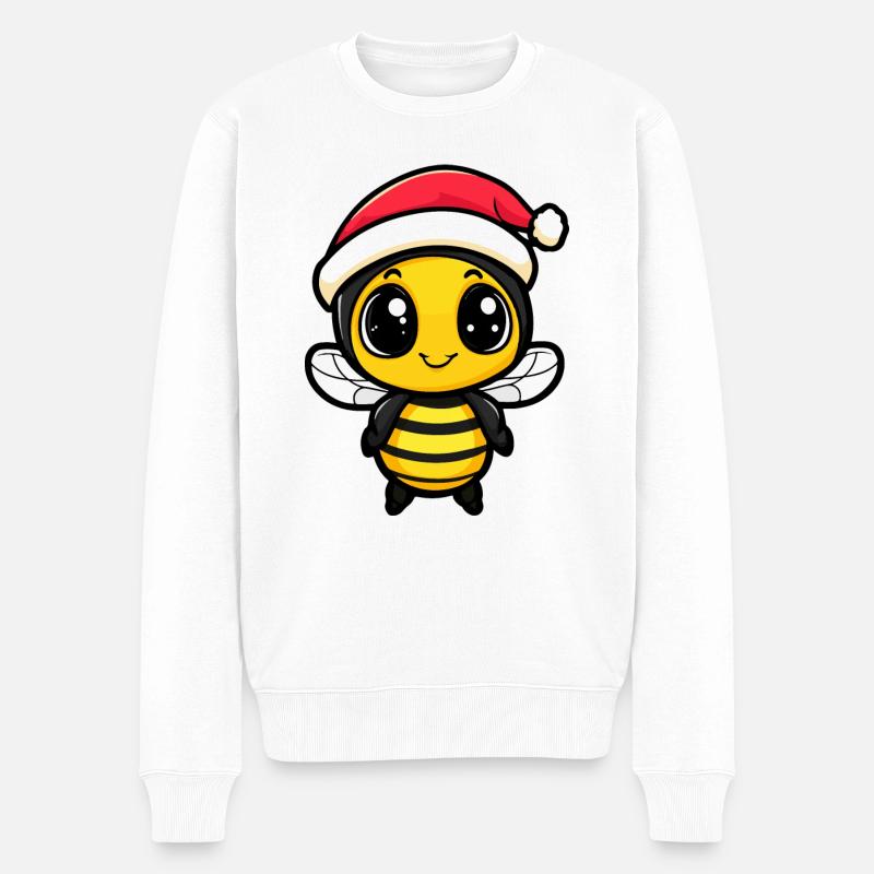 Biene Weihnachten - Männer Premium Bio Pullover - Weiß