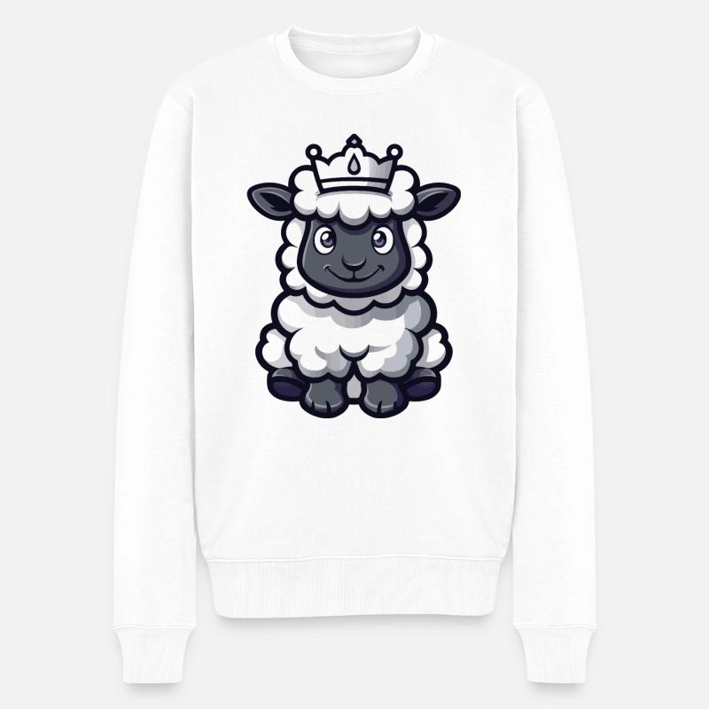 Schaf Cartoon Krone - Männer Premium Bio Pullover - Weiß