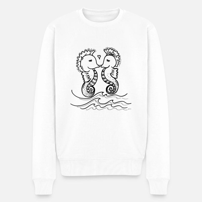 Küssende Seepferdchen - Männer Premium Bio Pullover - Weiß