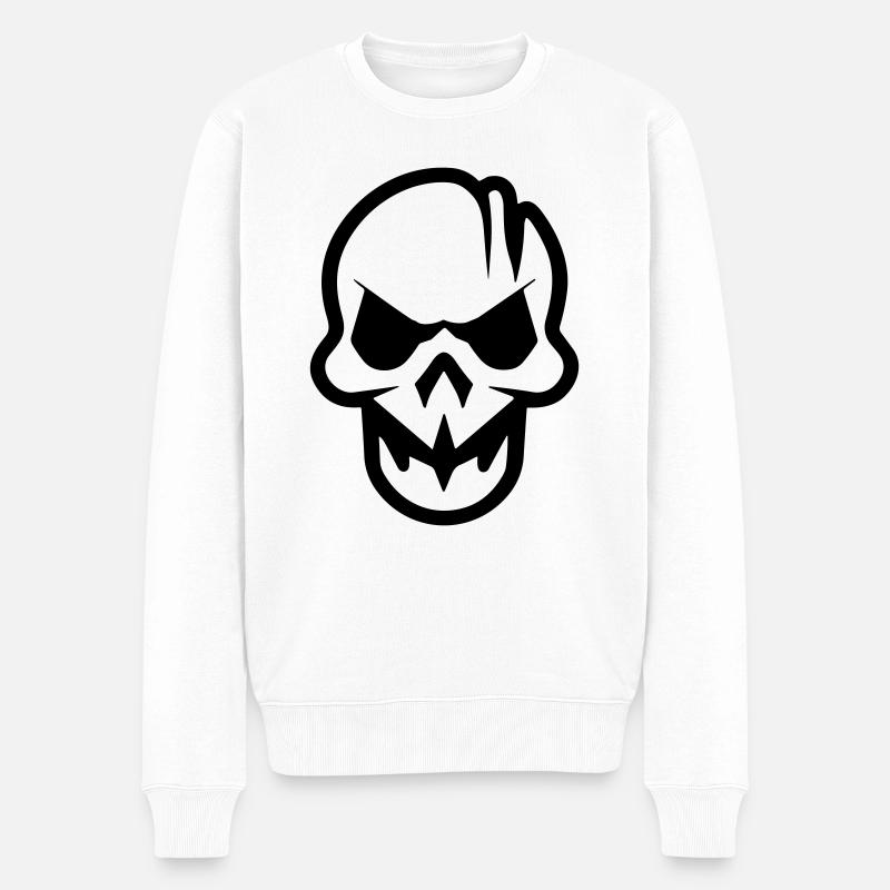 Schädel - Männer Premium Bio Pullover - Weiß