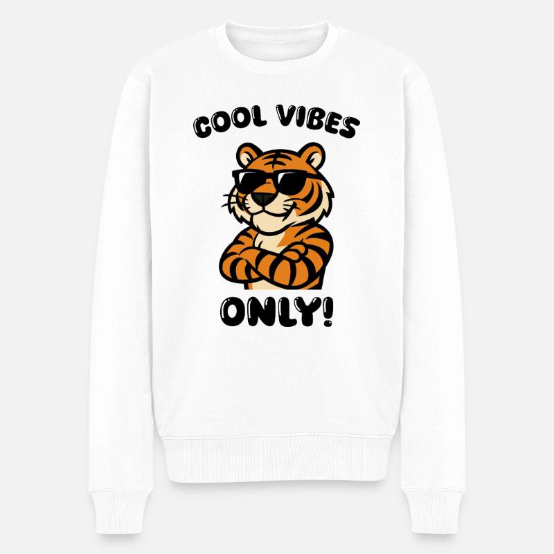 tiger sonnenbrille - Männer Premium Bio Pullover - Weiß