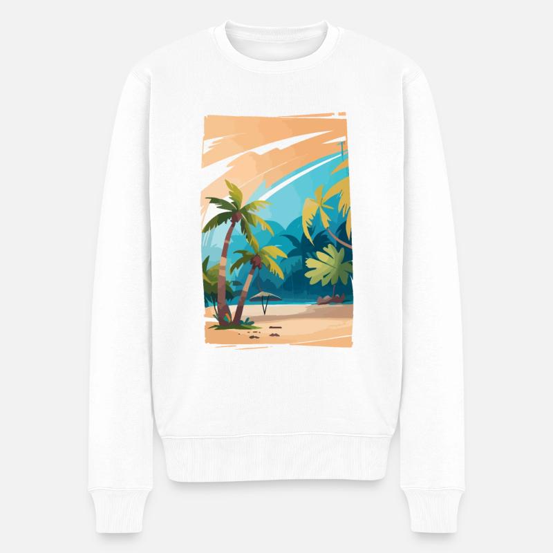 Tropischer Hintergrund - Männer Premium Bio Pullover - Weiß