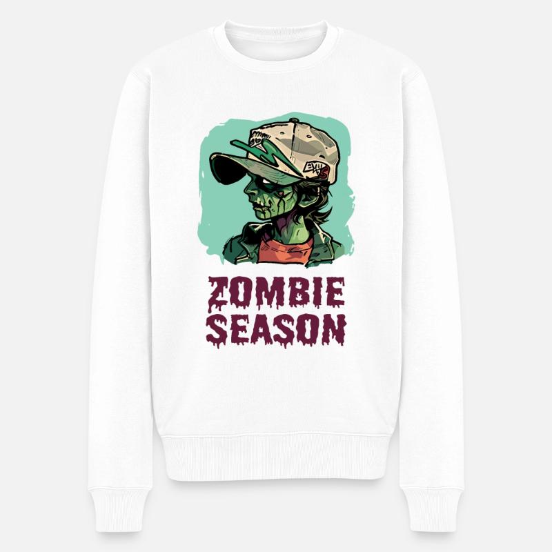 Zombie-Saison - Männer Premium Bio Pullover - Weiß