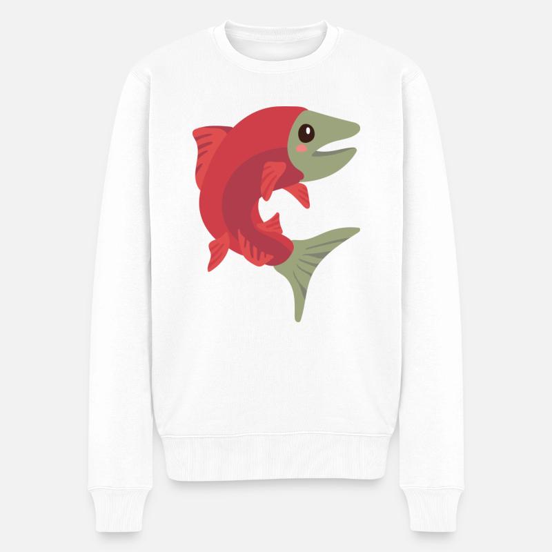 Lachs - Männer Premium Bio Pullover - Weiß