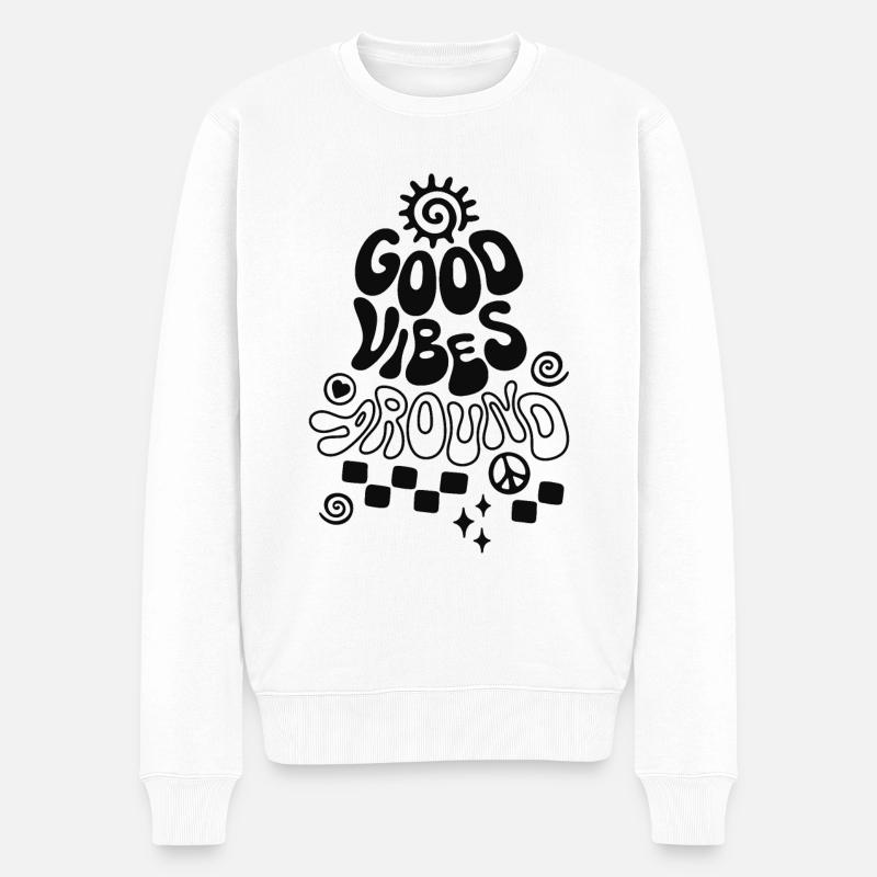 Good Vibe Around Retro Spruch - Männer Premium Bio Pullover - Weiß