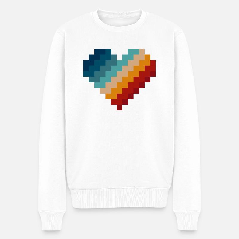 Coeur Pixel Rétro - Pull Premium bio Homme - blanc