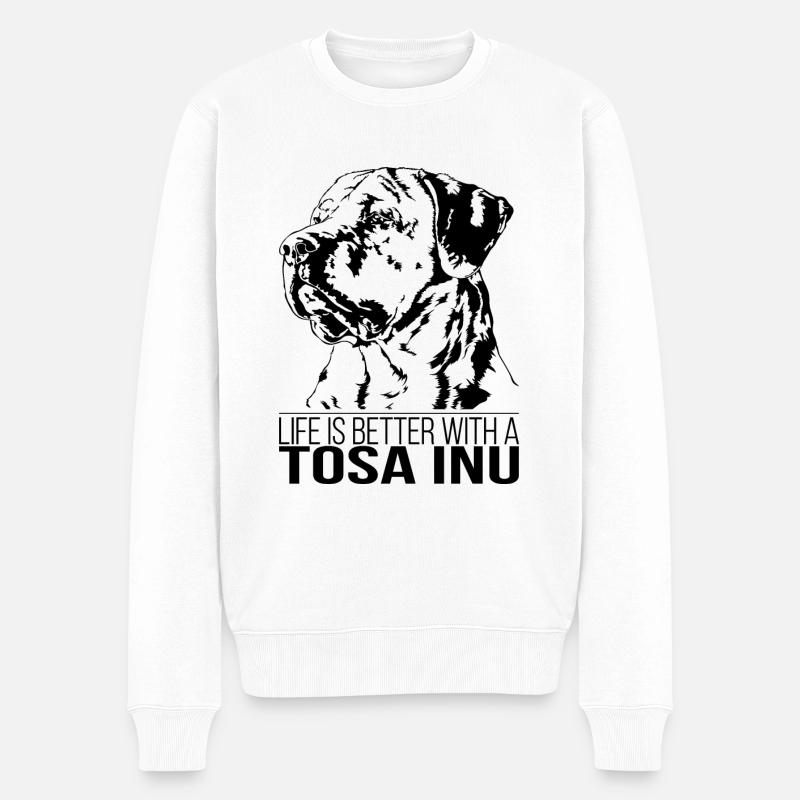 TOSA INU life is better Hundespruch Hunde - Männer Premium Bio Pullover - Weiß