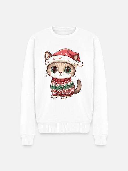 Cat Christmas Comic - Men's Premium Organic Jumper - white