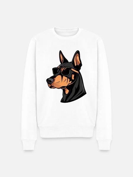 Dobermann Hund Tier - Männer Premium Bio Pullover - Weiß